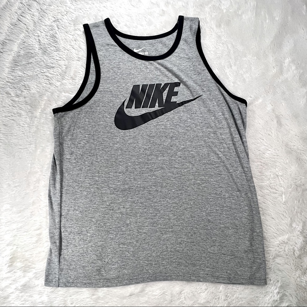 Mens Nike Ace Tank Heather Gray with Black Logo and Trim — Large —worn once